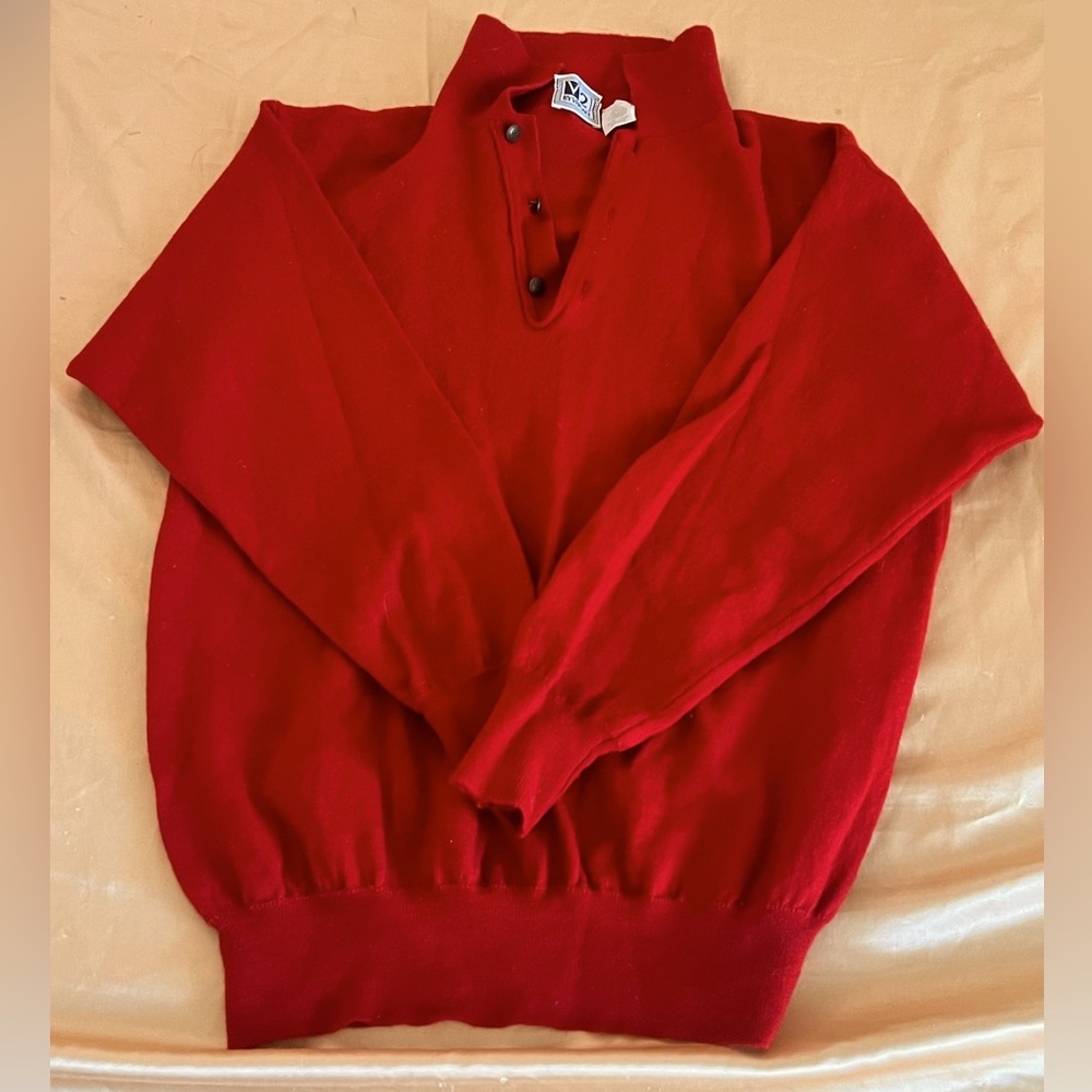 Vintage Versace V2 Red Pure Wool Ribbed Sweater, Small